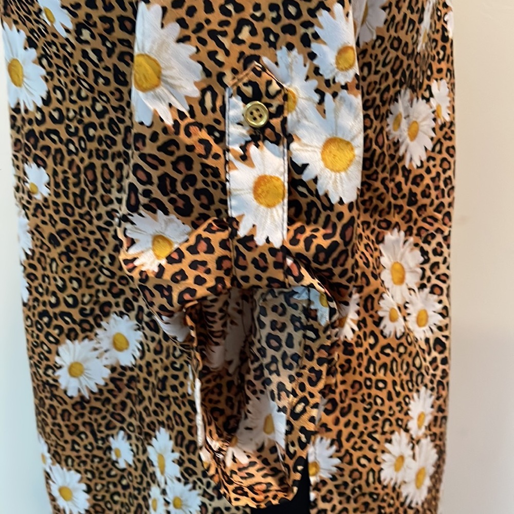 Never Worn! Animal Print & Flower Shirt - Picture 6 of 9